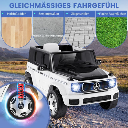 Bērnu Mercedes-Benz elektromobilis ar 2.4G tālvadības pulti un priekšējo lukturi, 12V, balts