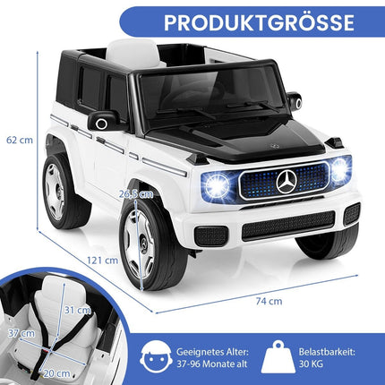 Bērnu Mercedes-Benz elektromobilis ar 2.4G tālvadības pulti un priekšējo lukturi, 12V, balts
