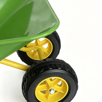 Children's Metal Wheelbarrow with 2 Wheels, Green, 43 x 74 x 36 cm