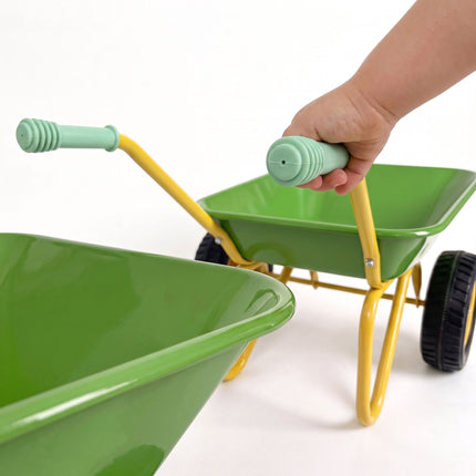 Children's Metal Wheelbarrow with 2 Wheels, Green, 43 x 74 x 36 cm