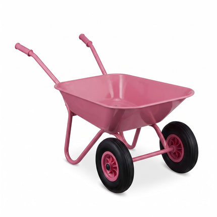 Children's Metal Wheelbarrow with 2 Wheels, Pink, 43 x 74 x 36 cm