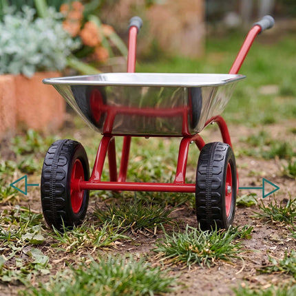 Children's Metal Wheelbarrow with 2 Wheels, Silver, 43 x 74 x 36 cm