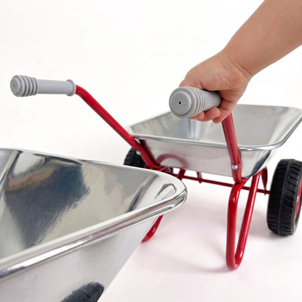 Children's Metal Wheelbarrow with 2 Wheels, Silver, 43 x 74 x 36 cm