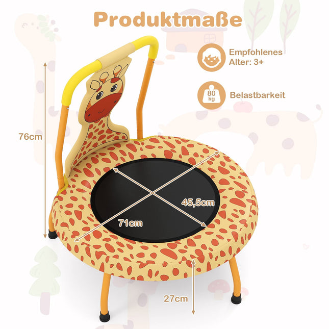 Bērnu mini batuts ar rokturi, žirafes dizains, 71 cm