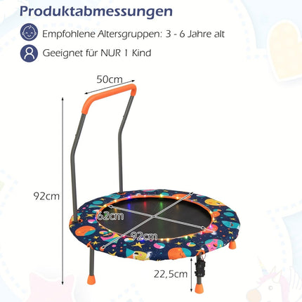 Bērnu mini batuts ar LED gaismām, noņemamu rokturi