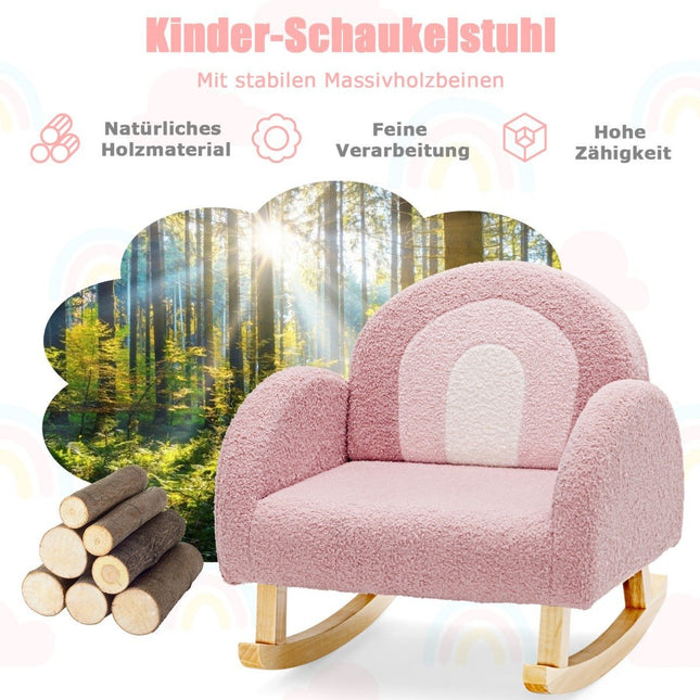 Children's Padded Rocking Chair with Solid Wood Legs Pink