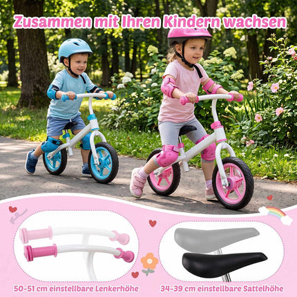 Bērnu rozā līdzsvara velosipēds, regulējama stūre, 2,5 kg