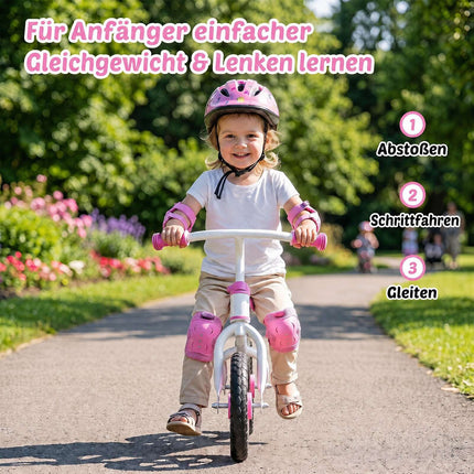 Bērnu rozā līdzsvara velosipēds, regulējama stūre, 2,5 kg