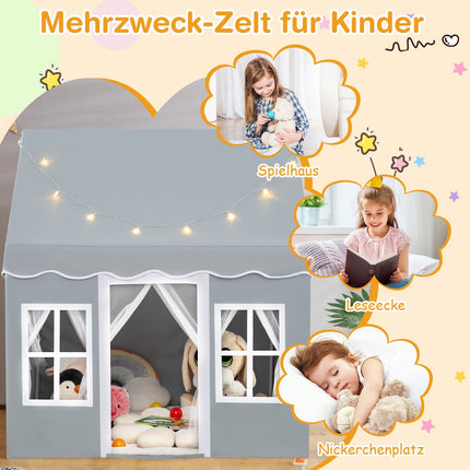 Bērnu rotaļu telts ar zvaigžņu gaismām un sieta aizkariem
