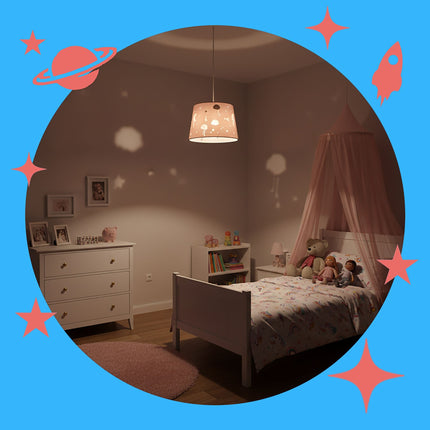 Bērnu istabas piekaramā lampa - nakts debesu dizains