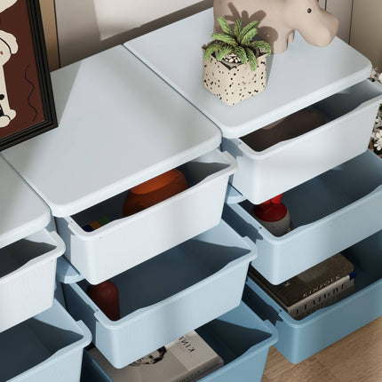 Bērnu uzglabāšanas kaste, 9 atvilktnes, zila, plastmasa