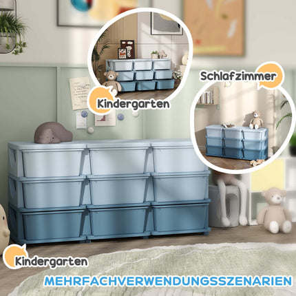 Bērnu uzglabāšanas kaste, 9 atvilktnes, zila, plastmasa