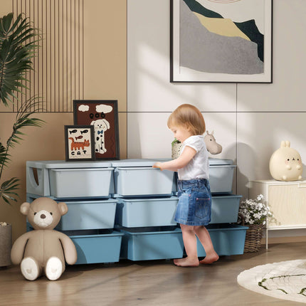 Bērnu uzglabāšanas kaste, 9 atvilktnes, zila, plastmasa