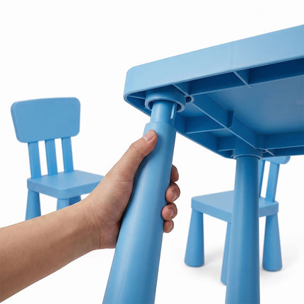 Bērnu galda un krēslu komplekts, 3 daļas, zila plastmasa