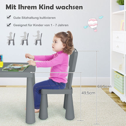 Bērnu galda un krēslu komplekts, plastmasa, pelēks, vecums 1-7