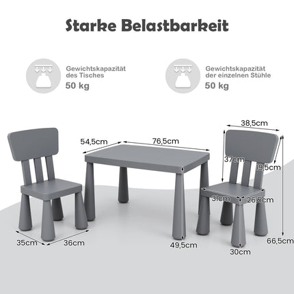 Bērnu galda un krēslu komplekts, plastmasa, pelēks, vecums 1-7