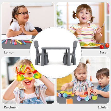 Bērnu galda un krēslu komplekts, plastmasa, pelēks, vecums 1-7