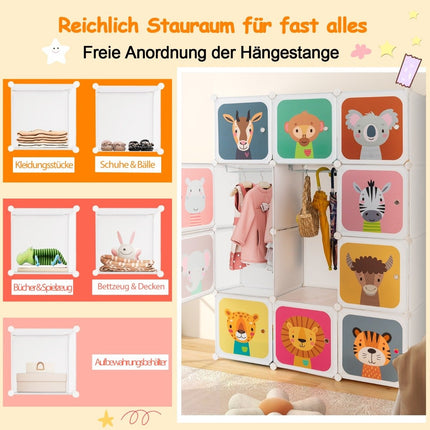 Bērnu skapis ar 12 nodalījumiem, balts, plastmasas