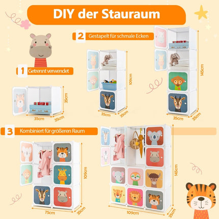 Bērnu skapis ar 12 nodalījumiem, balts, plastmasas