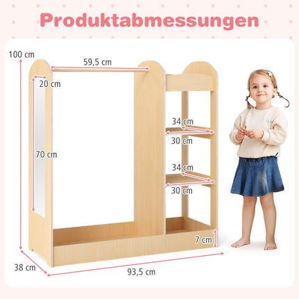Bērnu skapis ar spoguli, masīvkoks, 100 cm