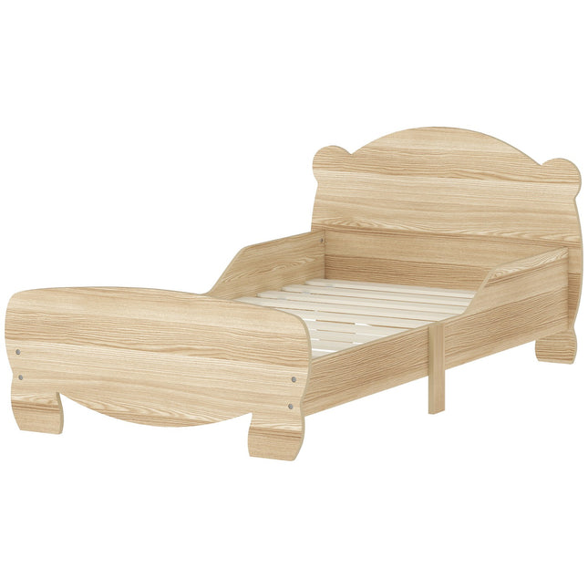 Bērnu gulta 143,5 x 80 cm, mājas gulta no masīvkoka, jauniešu gulta ar kritienu aizsardzību, rotaļu gulta var izturēt līdz 80 kg, vienvietīga gulta ar lāča dizainu bērnu istabai, dabīgs koks