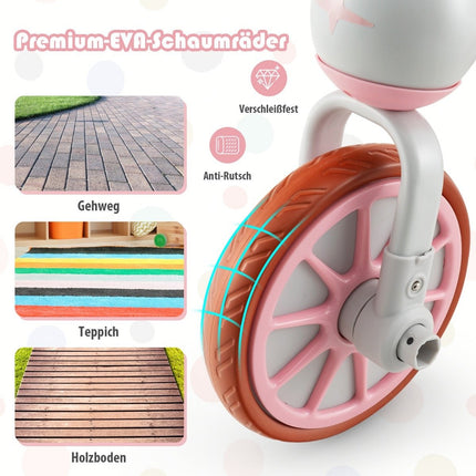 Bērnu velosipēds 4-in-1 pirmsskolas vecuma bērniem ar stūres rokturi vecākiem 37 x 72 x 101 cm rozā
