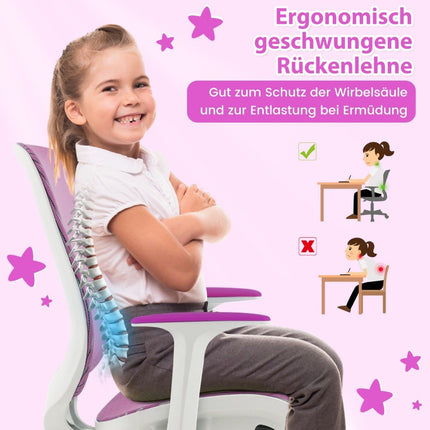Bērnu rakstāmgalda krēsls, 360° grozāms sēdekļa augstums 43-55 cm, regulējams augstums, violets