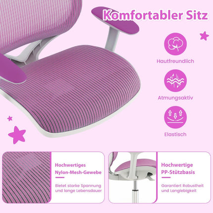 Bērnu rakstāmgalda krēsls, 360° grozāms sēdekļa augstums 43-55 cm, regulējams augstums, violets
