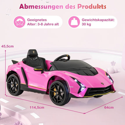 Bērnu elektroauto Lamborghini ar tālvadības pulti, LED gaismām un skaņas signālu, bērnu automašīna rozā krāsā