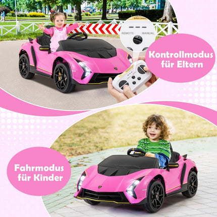 Bērnu elektroauto Lamborghini ar tālvadības pulti, LED gaismām un skaņas signālu, bērnu automašīna rozā krāsā