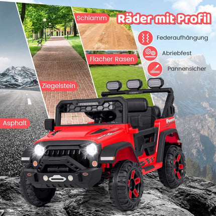 Children's electric car with 2.4G remote control &amp; USB &amp; Light &amp; Music 12V Children's Car Jeep Car Red