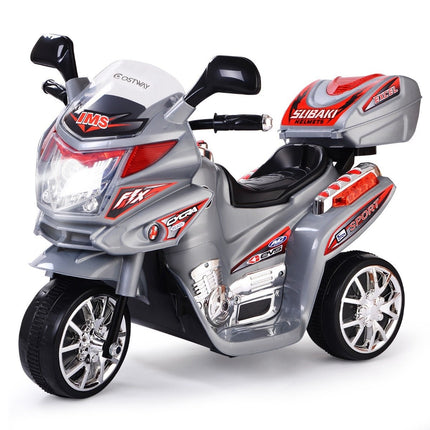 Bērnu motocikls 6 V elektriskais motocikls ar mūziku un priekšējiem lukturiem bērniem pelēks