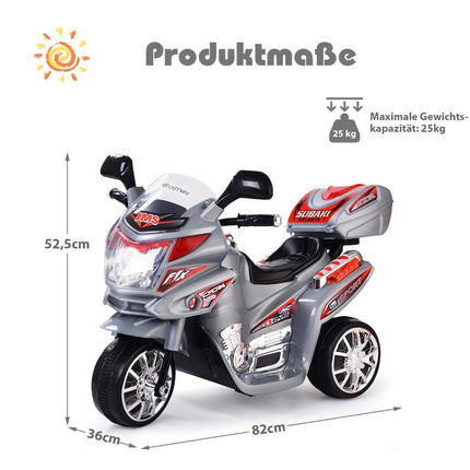 Bērnu motocikls 6 V elektriskais motocikls ar mūziku un priekšējiem lukturiem bērniem pelēks