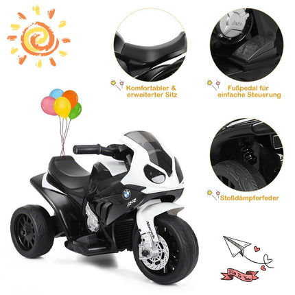 Bērnu motocikls 6v bērnu transportlīdzeklis 6v bērnu transportlīdzeklis ar mūziku 66 x 37 x 44,5 cm melns + balts