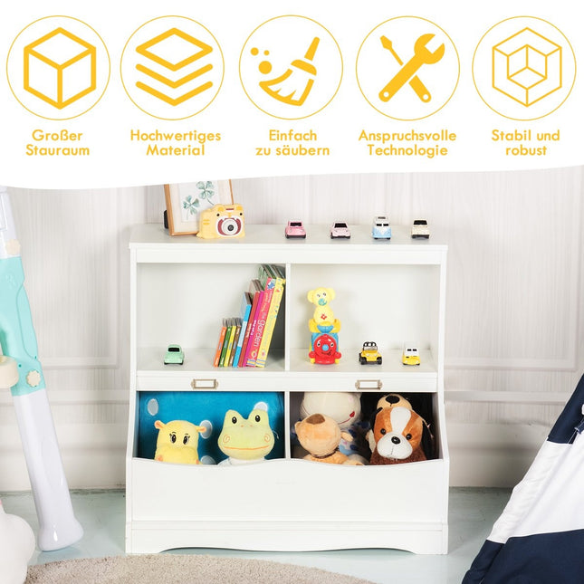 Children's shelf with 4 compartments, toy shelf, bookcase for children, 67 x 40 x 62 cm, white