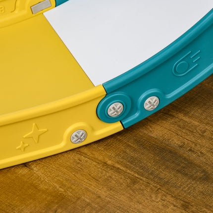 Children's slide, 4 in 1, toddler slide with basketball hoop, telescopic climbing frame yellow 70 x 177 x 92 cm
