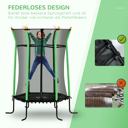 Children's trampoline with safety net, Ø163.5 cm, green