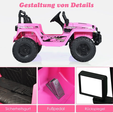 Bērnu kravas automašīna ar akumulatoru darbināms elektriskais transportlīdzeklis ar 2 sēdvietām 114 x 78 x 67 cm rozā