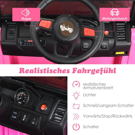 Bērnu kravas automašīna ar akumulatoru darbināms elektriskais transportlīdzeklis ar 2 sēdvietām 114 x 78 x 67 cm rozā