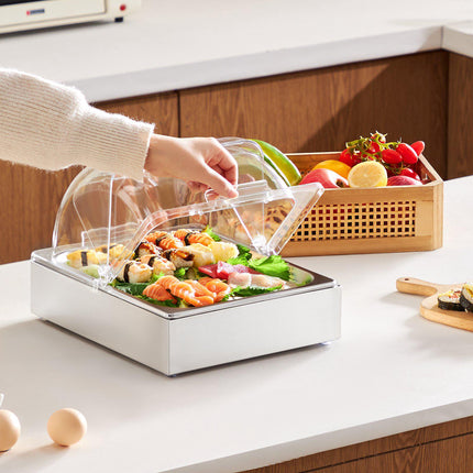 Chilled Condiment Server, 1/2 Pan, Clear Lid, Ice Tray