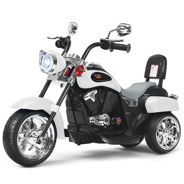 Čopera stila motocikls ar akumulatoru darbināms motocikls 91 x 48 x 64 cm balts + melns