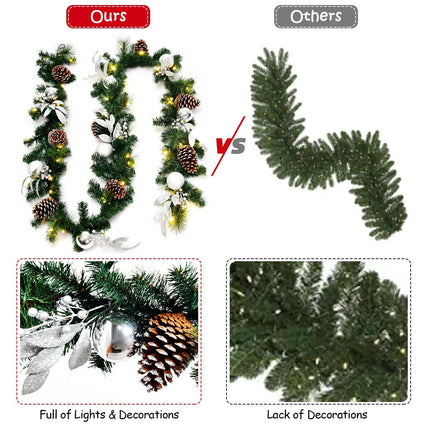 Ziemassvētku vītne 2,7 m, 50 LED gaismiņas, čiekuri, taimeris