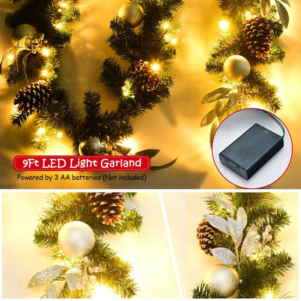 Ziemassvētku vītne 2,7 m, 50 LED gaismiņas, čiekuri, taimeris