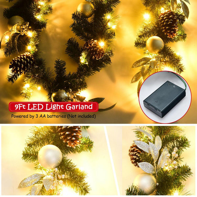 Ziemassvētku vītne 2,7 m, 50 LED gaismiņas, čiekuri, taimeris