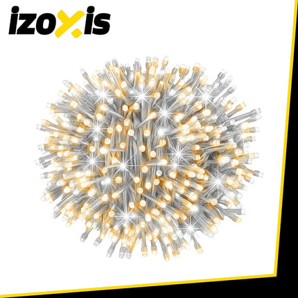 Ziemassvētku lāsteku lampiņas, 100 LED, 6m, silti baltas, IP44