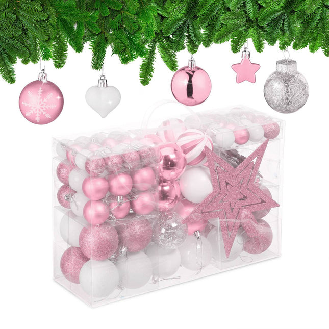 Ziemassvētku rotājumu komplekts, 101 detaļa - plastmasas bumbiņas