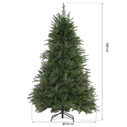Ziemassvētku eglīte, 1,8 m, mākslīgā egle, 1492 zari, metāla pamatne, PVC, zaļa, Ø115 x 180 cm, augstums