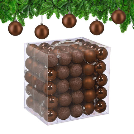 Ziemassvētku eglīšu rotājumu komplekts, 100 gabali, matēts/spīdīgs/mirdzošs