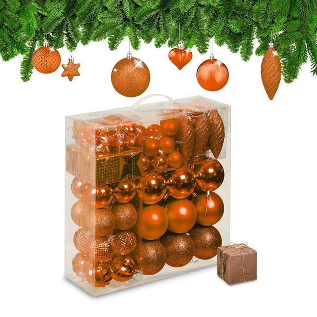 Ziemassvētku eglītes rotājumu komplekts, 110 plastmasas rotājumi