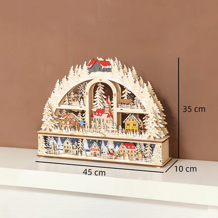 Ziemassvētku ciemats ar LED gaismiņām, 45 cm, koks